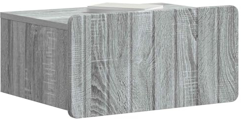 vidaXL Wandmontierter Nachttisch Graues Sonoma 49 x 34,5 x 24 cm, Vintage rechteckiger Wandmontage-Schrank, stylische Nachttisch-Einheit, clevere Aufbewahrungslösung, ordentliches Möbel