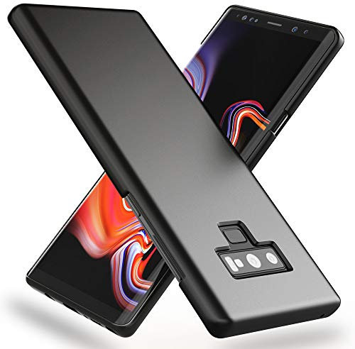 NALIA Coque Compatible avec Samsung Galaxy Note 9, Ultra-Fine Housse Protection Rigide Slim-Fit Cover en Look Métal, Mince Téléphone Portable Etui Hard-Case Smart-Phone Bumper Skin, Couleur:Noir