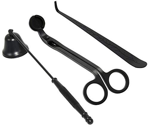 Tidelence Kerzenlöscher, Dochtschneider, Kerzen-Zubehör-Set, Kerzendochtlöffel mit Geschenkpaket, 3-in-1-Kerzen-Werkzeug-Set, ideal für Duftkerzenliebhaber (Schwarz)