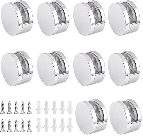 10 Pièces Clips Verre en Alliage Zinc Clips de Miroir Support pour 4-6mm Pince de Verre (Accessoires Compris)