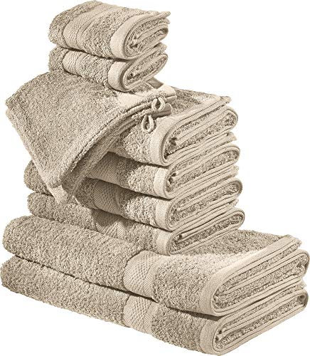 REDBEST Frottier-Set 10-TLG. Chicago Taupe Größe - Handtuch, Duschtuch, Gästetuch, Waschhandschuh - saugstark, strapazierfähig, ideal für Reisen, Sport