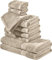 REDBEST Frottier-Set 10-TLG. Chicago Taupe Größe - Handtuch, Duschtuch, Gästetuch, Waschhandschuh - saugstark, strapazierfähig, ideal für Reisen, Sport
