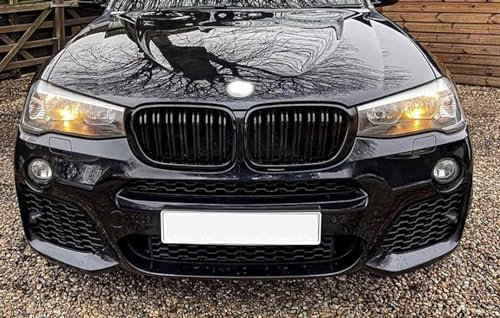 Gangying F25 Nieren Schwarz, Kühlergrill für BMW X Serie X3 X4 F25 F26 LCI Facelift Grill 2014-2018 ABS glänzend Schwarz