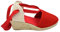 Alpargata Valenciana Cintas CUÑA Yute Calle DE Mujer Lona Lisa ROJA - 36