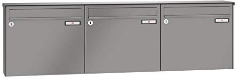 RENZ/Basic B / 3er Aufputz-Briefkastenanlage Wand-Briefkasten/RAL-Farbe 9007 Volumen 1/Dein-Briefkasten.de