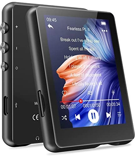 32GB MP3 Player with Bluetooth 5.3, MECHEN 2.4'' Full Touch Screen Portable Music Player for Running with Line-in Recording, FM Radio, Audio, Video, Ebook, Support up to 128GB (M3-Black1)