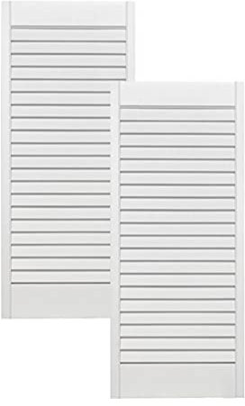 ben+camilla.com 2-er Pack/Zwei Stück Lamellentüren 690 x 294 x 21 mm weiß seidenmatt mit offenen Lamellen Kiefernholz für Regale, Schränke, Möbel - EINBAUFERTIG grundiert & lackiert