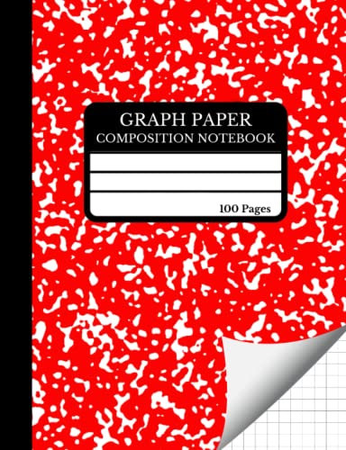 Graph Paper Composition Notebook: Red Marble Grid Paper Notebook, Quad Ruled, 100 Sheets | Graph Paper Notebooks