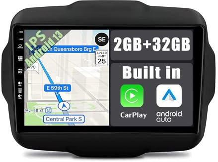 YUNTX Android 14 2 Din Radio con navigazione per Jeep Renegade(2016-2018): [Integrato CarPlay/Android Auto/DSP/GPS]-IPS 2.5D 9”Touch screen-DAB/Bluetooth 5.0/Controllo del volante/USB/WiFi