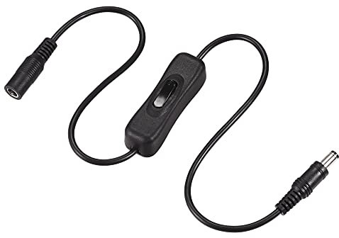 sourcing map 2Stk.DC-Kabel mit EIN/AUS-Schalter 5,5 mm x 2,5 mm DC-Stecker auf Buchse Verlängerungskabel 50 cm Schwarz für LED-Schreibtischlampe LED-Streifen