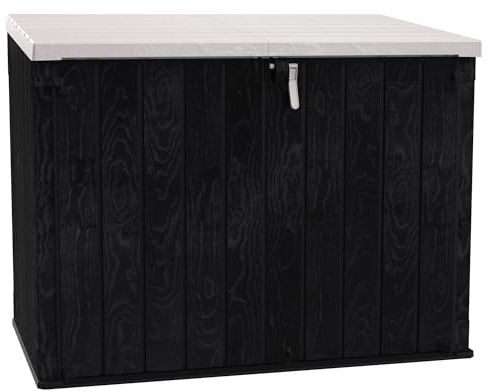 TOOMAX Stora Way Outdoor Tool Box in Recycled Polypropylene with Wood Effect (2270L, Anthracite/Taupe Grey)