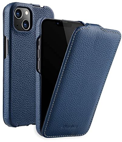 MELCKO Case Suitable for Apple iPhone 13 Mini (5.4 Inch), Mobile Phone Case with Coated Leather, Flip Case, Protective Case, Foldable, Thin Mobile Phone Pocket, Slim Cover, Blue