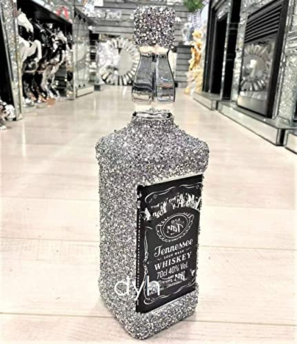CRYSTAL CROWN Dazzling Elegance Romany Crushed Diamond Silver Sparkle Bottle Ornament Glittering Figurine And Heart Shelf Sitter For A Luxurious Home Decoration