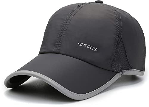 CLAPE Atmungsaktiv Sport Kappe Herren Sommer Schnell Trocknend Basecap Mesh Baseball Cap Lightweight Running Cap UV-Schutz Outdoor Kappe Darkgrey GSXT6