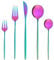 Bestdin Juego de cubiertos para 6 personas, 30 piezas, cubiertos multicolor, juego de cubiertos con cuchillo tenedor, cubiertos de acero inoxidable de, apto para lavavajillas