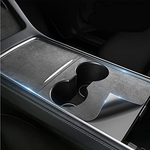 ThinsGo Tesla Model 3 Model Y Mittelkonsole Wrap Organizer Armlehne Bedienfeldschutz Zubehör 2023 2022 2021-Wildleder
