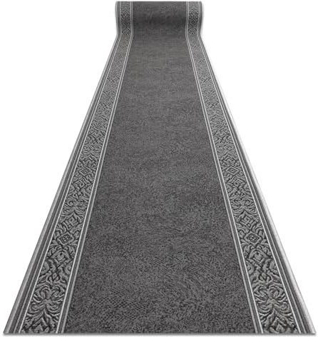 rugsx Antirutsch Teppichläufer St. Tropez - Rahmen, moderner Kurzflor für Küche, Flur & Wohnzimmer, Meterware, grau 100x100 cm