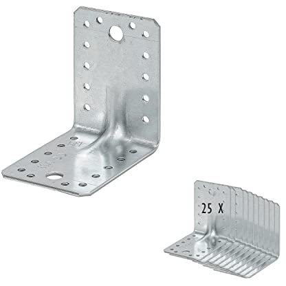 25 x siwitec Schwerlast-Winkelverbinder mit Sicke, 70 x 70 x 55 mm, sendzimirverzinkter Stahl, witterungsbeständiger Holzverbinder, Schwerlastverbinder für Holzkonstruktionen, Stahlwinkel, Bauwinkel