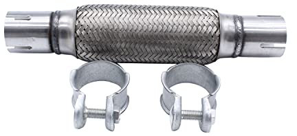 1 set SHLPDFM Flexible Exhaust Pipe 45.5x200/308mm Clamp-on Flexi Tube Joint Stainless Steel Flexible Tube Repair