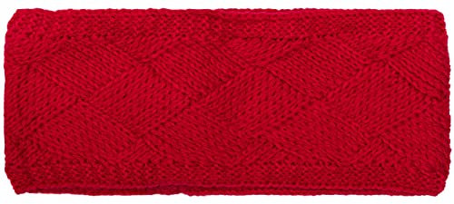 styleBREAKER Damen Strick Stirnband einfarbig mit Rauten Muster, Thermo Fleece Futter, Winter Headband Uni 04026062, Farbe:Rot