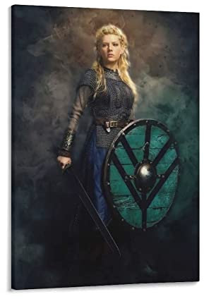 AIPHE Leinwand Bilder Lagertha Wikinger Poster Wohnzimmer Schlafzimmer Malerei Kunstwerk 60x90cm Kein Rahmen