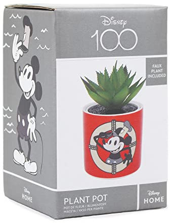 Disney Pot de fleurs Mickey Mouse avec fausse plante 11,7 cm – Pot de fleurs d'intérieur – Mini pot de fleurs avec cadeaux succulents artificiels – Ornements Mickey Mouse
