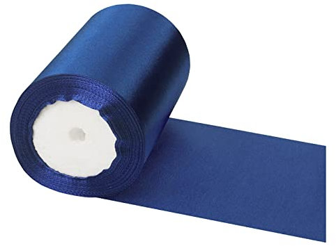 POPOYU Nastro Raso Blu Scuro, 23m x 10cm Nastro di Raso Largo, Fiocchi Matrimonio Nastri Decorativi Tessuto per Confezioni Regalo Festa di Natale Matrimonio Fiocco di Raso Nastro