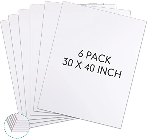 Lot de 6 grands tableaux en mousse blanc - 76,2 x 101,6 cm - Panneaux vierges polyvalents pour projets de présentation, artisanat, montage, art, encadrement, école, modélisation