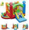 GOPLUS Castillo hinchable con soplador de 680 W para 2 niños de hasta 90 kg de 3 a 10 años, zona de salto, tobogán, pared de escalada, cesta de baloncesto (caramelo, con soplador de 680 W)