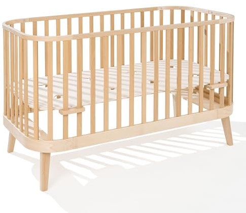ATB MEBLE Gitterbett 140x70 cm - 2in1 Babybett Kinderbett - Principal Beistellbett Baby aus Holz - Bett Baby Mitwachsend - Kinderbett umbaubar - Jugendbett - Holz