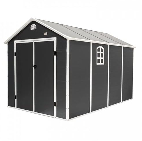 Grindi - Gerätehaus Kunststoff - Gartenhütte - Gartenhaus - Geräteschuppen - Fahrradgarage Gartenaufbewahrung Gartenschrank - 242x368x239 - Bellis III
