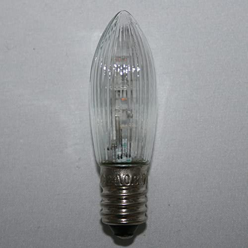 COLOURS MANUFAKTUR YOUR COLOUR YOUR LIFE 9x Spitzkerze Glühbirne Ersatzbirne Topkerze für Lichterkette und Schwibbögen (LED 24V / 0,3W E10 voll geriffelt Indoor)