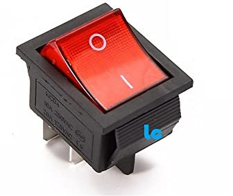 Interrupteur à bascule bipolaire - Lumineux - 16A / 250V - 20A / 125V - Avec touche rouge