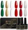 Shining She Christmas Gel Nail Polish Set, 6 Colours Green Red White Gold Sliver Glitter Gel Polish Set UV/LED Manicure for Women Nail Art Salon DIY Home, 8ML