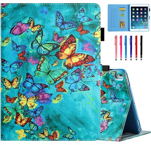 MOKASE Hülle für New iPad 11. Generation (2025 A16 11 Zoll) / iPad 10. Generation (2022 10,9 Zoll), Schlanke Folio Ständer Schutzhülle mit Automayic Schlaf/Aufwach & Bleistifthalter, Green Butterflies