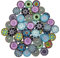 60 Stück 25mm Muggelsteine Glassteine Bunt,Glückssteine für Kinder Kleeblatt Schmucksteine Muggelsteine Bunt Kinder Glasnuggets (25mm A)