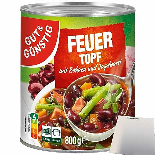 Gut&Günstig Feuertopf mit Bohnen und Jagdwurst (800g Dose) + usy Block
