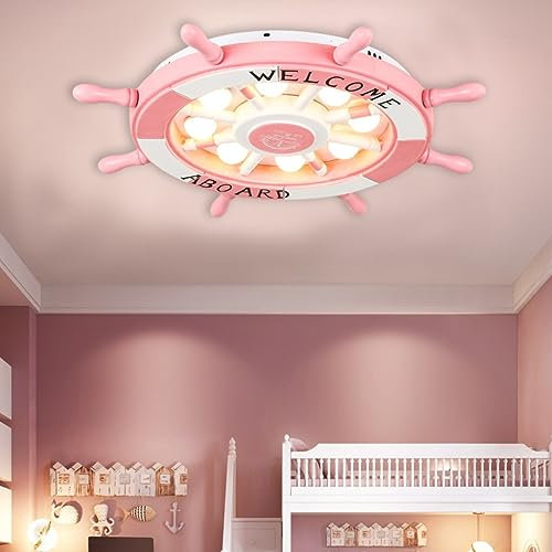 Moderna Plafoniera LED plafoniera LED soffitto Pirate Creative Lampada da soffitto circolare Dimmerabile Telecomando Plafoniera per soggiorno Camera da letto 63cm 3000-6000K 48W 3840LM ( Color : Rosa