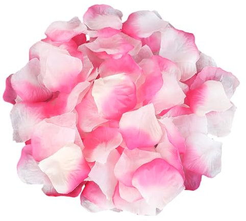 MEMOFYND Lot de 1000 pétales de rose artificiels roses et blancs pour une atmosphère romantique, convient pour mariage, Saint-Valentin, anniversaire