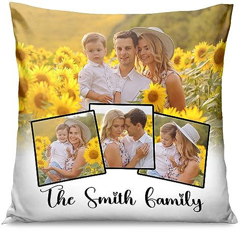 Ferocity Personalisiertes FOTOGESCHENK mit eigenem Foto (45 x 45 cm) Foto-Kissen mit Deinem Foto & Text Bedrucken Zum Jahrestag, Geburtstag, Valentinstag (mit Füllung) Kartencollage [091]