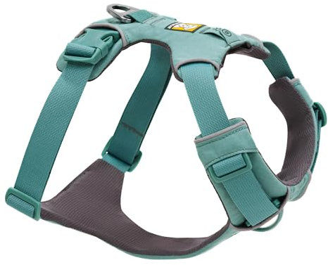 Ruffwear Front Range Hundegeschirr, reflektierendes Y-Geschirr, verstellbares, bequem gepolstertes Alltagsgeschirr für Spaziergänge und Hunderennen, 2 Leinenbefestigungen, River Rock Green XS