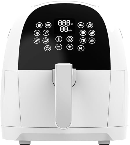 FUNKY Air Fryer, 1700W, 5.5L basket, 12 preset programmes and sensor touch control panel, 60 minute timer, 80 to 200 degrees - White