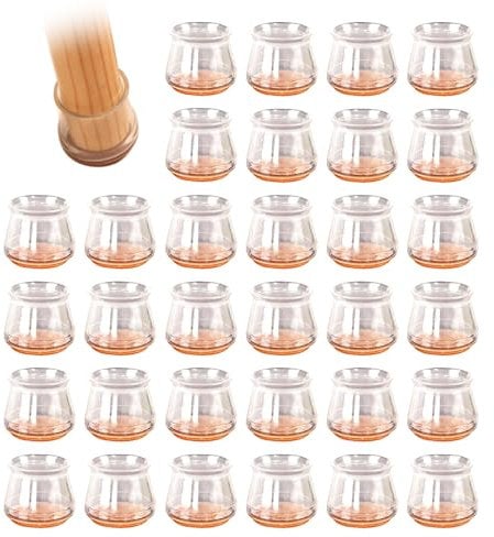 32 Pcs Chair Leg Floor Protectors Set, TPE Chair Leg Caps, Table Leg Covers with Felt Pads, Protection Caps, Furniture Leg Caps for Protecting Hardwood Tile Floors from Scratches, Reduce Noise