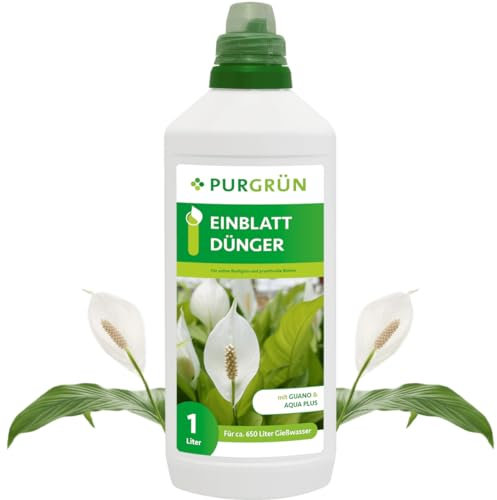 Purgrün® Einblatt-Dünger 1 Liter – Schnell wirksame mineralische Rezeptur – Premium-Flüssigdünger mit Spurennährstoffen – NPK 10+4+6 – Stärkt die Widerstandskraft – Fördert die Blütenbildung