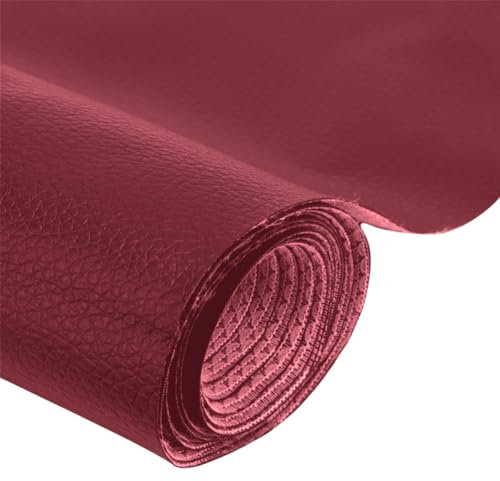Yuragim Kunstleder Meterware 100x140cm, Leder Stoff Meterware Wasserdicht Kunstleder Gekörnt Lederimitat Texturiert Lederstoff Meterware Leder Burgunder Geschenke für Ostern DIY Autositze Sofakissen