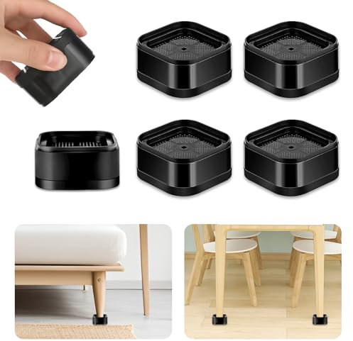 Furniture Risers 1 Inch Table Lifts Risers 4 Pack, Furniture Raisers Blocks Heavy Duty Leg Risers for Table Legs Dresser Desk Couch Chair Sofa, Square Stackable Bed Raisers Blocks Lift Height 1