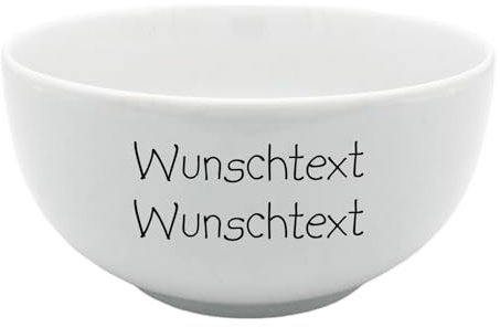 Doriantrade Müslischale Porridge Schale Schüssel mit Text oder Name bedruckt - Geschirr mit Wunschtext Wunschnamen selbst gestalten - individuell personalisiert, zwei Zeilen - hochwertiges Porzellan