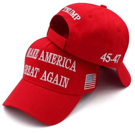 Trump Hat MAGA Hat Trump Merchandise 45-47 Make America Great Again Hat Donald Trump 2024 USA Flag Baseball Cap, 2 Stück, rot, Einheitsgröße