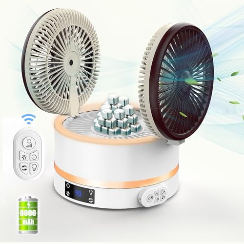 Ventilador de mesa, ventilador de escritorio recargable, ventilador de control remoto con oscilación automática, ultra silencioso, 3 velocidades, ventilador USB para dormitorio, oficina, cocina,