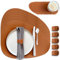 MIQIO Tischset aus Kunstleder - 18er Tisch- Untersetzer-Set - Leder Platzsets abwaschbar - 6 Platzsets, Glasuntersetzer, Serviettenringe | Cognac | stoneförmig